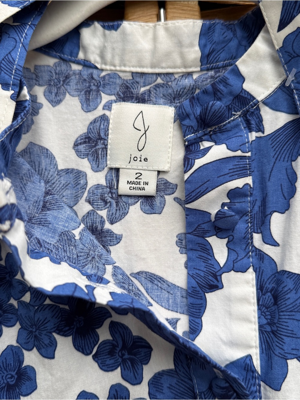 Joie Women's Floral Mini Dress Blue Button Down Front With Belt Women’s Size 2 - Picture 12 of 15